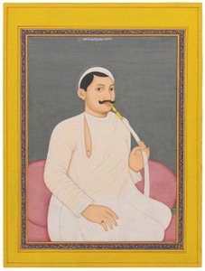 A seated portrait of Ram Chandra Lahiri, Dewan of Cooch Bewar (1829 - 1842, c. 1840) by School Bengali
