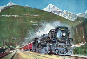 Canadian Pacific Railway at the foot of the Rocky Mountains