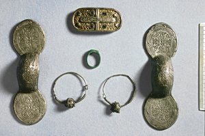 Jewellery from Camon, Amiens, Somme, Carolingian, 7th-10th century by School Carolingian