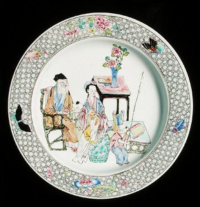 A famille rose eggshell dish, c.1730 by School Chinese