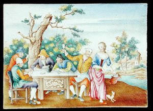 A famille rose plaque, c.1740 by School Chinese