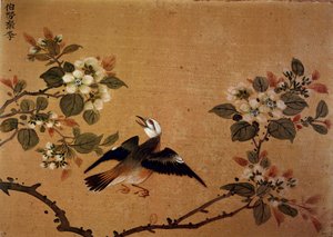 Chinese art: bird and flowers (16th century silk painting)