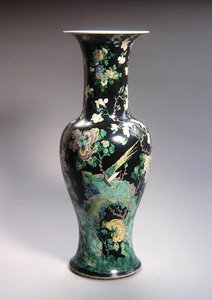 Large Famille Noire Yen Yen Vase, Kangxi Period (1662-1722) by School Chinese