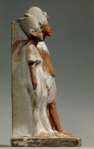 King Akhenaton and Queen Nefertiti, Painted Limestone Sculpture, Paris, Musee Du Louvre