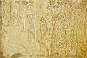 Ancient Egypt, Wall Carving, Tomb of Petosiris, Tuna el Gebel, 300 BC, Carrying Grapes to the Wine Press by School Egyptian