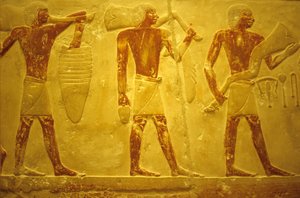 Ancient Egypt, Wall carving/painting, Mastaba/Tomb of Idout, Saqqara, 2323-2150 BC, Bearers with offerings by School Egyptian