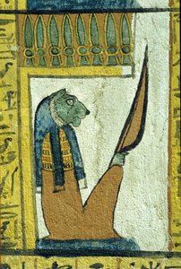 Wall Painting, Lion-Headed God of the Underworld, Tomb of Sennedjem, Thebes, Deir el Medina