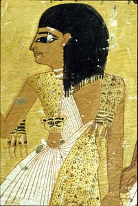 Ancient Egypt, Wall painting Tomb of Inherkhau, Thebes, Tomb of the Nobles, 20th dynasty, Inherkhau wearing leopard skin