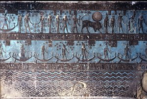 Ancient Egypt, Wall Painting/Carving, Astrological Symbols from the Ceiling of the Outer Hypostyle Hall, Temple of Hathor, Dendera