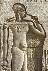 Ancient Egypt, Wall painting/carving, Ihy, son of Amun and Mut, Temple of Hathor, Dendera by School Egyptian