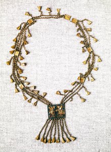 Ancient Egypt: gold necklace of Pharaoh Pinedjem. 21st dynasty (ca. 1069-945). Paris, Louvre Museum by School Egyptian