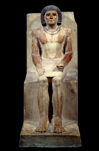 Egyptian Antiquity: Limestone Statuette of Kai, Administrator of the Jackal (From Saqqara, Old Empire, 5th Dynasty) Paris, Louvre Museum by School Egyptian