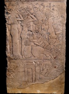 Egyptian antiquity: memphite tomb from Horemheb to Saqqarah, relief: weeping at the funeral of Horemheb. 18th dynasty (circa 1550-1295 BC)