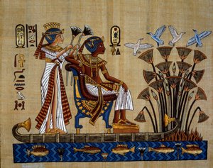Egyptian antiquity: the pharaoh and his wife in the papyrus. Papyrus, New Empire