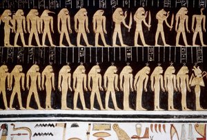 Luxor, Thebes: Valley of the Kings, Drawing of God and Goddess on the Inner Wall of a Temple