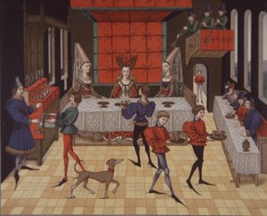 15th century medieval aristocratic ladies served dinner by School English