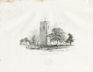 Drayton Bassett Church: lithograph (vignetted), nd [c 1825-30] by School English