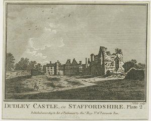 Dudley Castle - The Keep: copper-plate engraving by School English