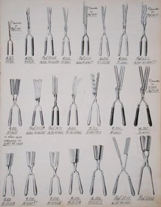 Hair curling tongs, from a trade catalogue of domestic goods and fittings, c.1890-1910 by School English
