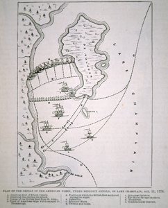 Plan of the defeat of the American Fleet on Lake Champlain by School English