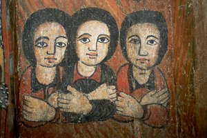 Detail of wall painting by School Ethiopian