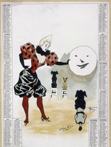 Circus: the learned dogs - calendar, Arts Deco.