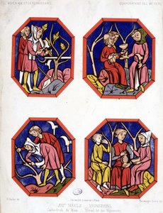 Corporation des vignerons - stained glass of the winemakers of the Cathedrale du Mans by School French