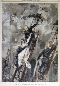 Rescue of Mrs. Duplay by the Firefighters - in Le Petit Parisien, n.d. by School French