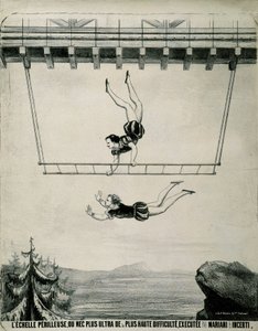 Trapezists on the perilous ladder by School French