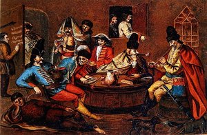 Rebel Soldiers of Prince Ferenc Rakoczi II Relaxing with Companions (after a Hungarian Seventeenth Century Painting) by School Hungarian