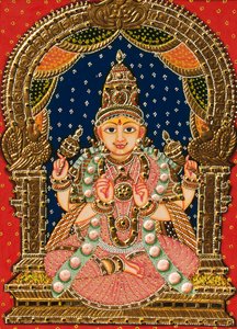 Emboss Goddess Saraswati, Tanjore Painting