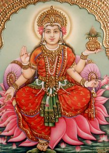 Goddess Lakshmi Miniature Painting on Ivory by School Indian