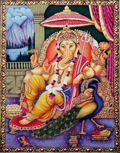 Lord Ganesha Ganpati in Miniature Painting on Paper