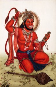 Lord Hanuman Miniature Painting on Ivory by School Indian