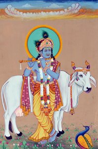 Miniature Painting of God Krishna by School Indian