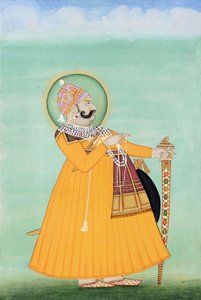 Miniature Painting of Maharaja Sawai Madho Singh, Jaipur by School Indian