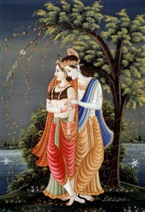 Miniature Painting of Radha Krishna, India