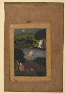 Miniature painting of Suhni and Mehar by School Indian