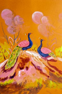 Peacock Pair, Jaipur School, Rajasthan, India