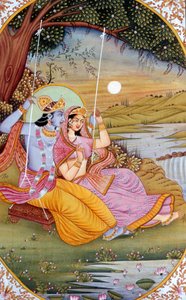 Radha Krishna Miniature Painting, India by School Indian