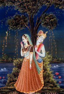 Radha Krishna Miniature Paintings by School Indian