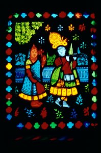 Radha Krishna on Stained Glass