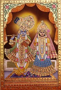 Radha Krishna with Gold Embossing