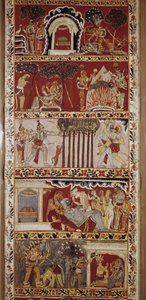 Scenes of Ramayana, Epic Poem Composed in the 6th Century by Valmiki and Telling the Legend of Rama. Western Bengal. Victoria & Albert Library. London by School Indian