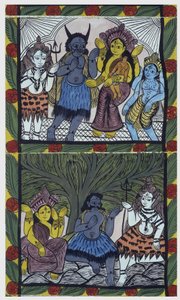 Shiva gives life to Ganesha, in the arms of her mother Parvati, after cutting her head into an arm of anger. Pat: painted roll from the Bengal region, serving as a narrative medium for musicians Baoul (or baul). Leonard de Selva special