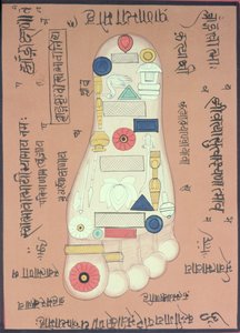 Tantric Diagram of the Right Foot by School Indian