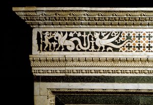 Detail of the Decorations Surrounding the Marble Trandola
