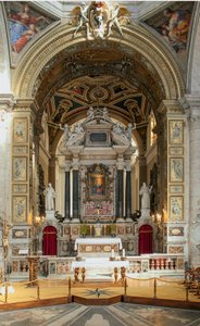 Interior View of the Basilica of Santa Maria del Popolo (15th to 17th Century, Rome, Italy)