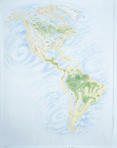Physical map of America by School Italian