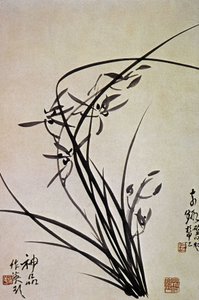 Orchids. Korean print of the YI dynasty by School Korean